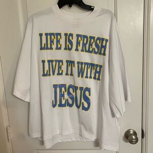 White Graphic Tee "Life Is Fresh Live It With Jesus"